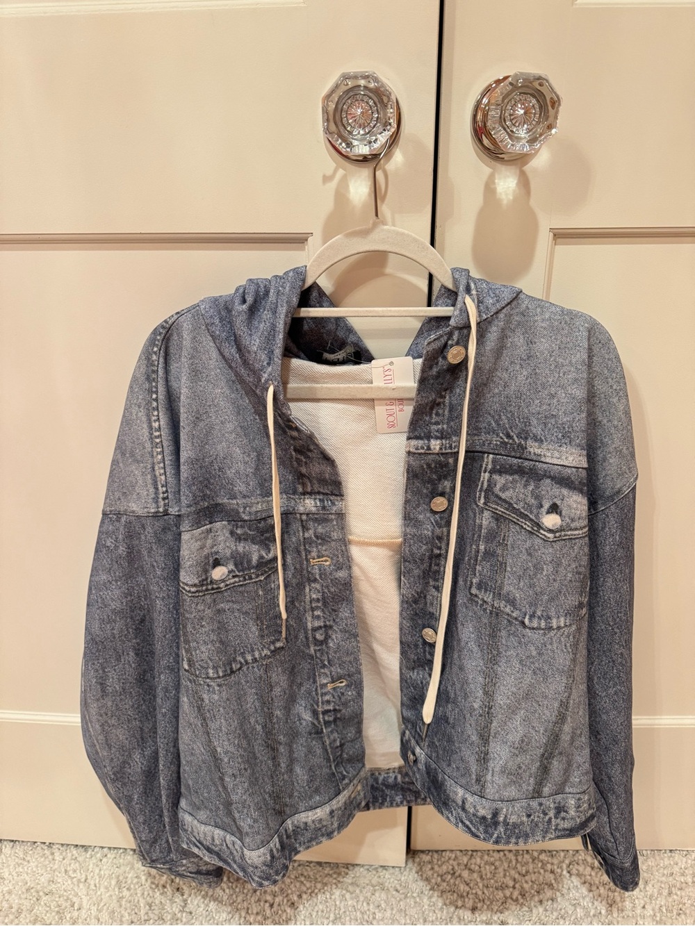 Fate Hooded Denim Jacket - Washed Blue